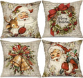 Axyaa Linen Christmas Pillow Cover Set 2024 - Snowman Elk Theme