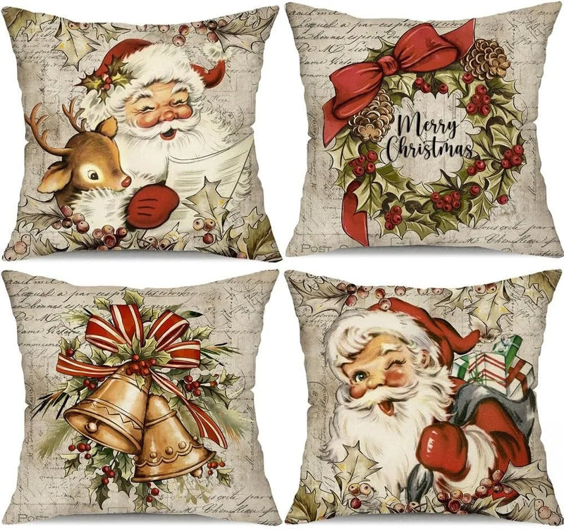 Red Christmas Tree Believe Snowflake Pillow Covers for Home Couch 45x45