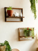 Axyaa Rustic Wood Floating Wall Shelves for Decorative Storage Display