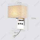 Axyaa LED Fabric Wall Lampshade with USB Charging Port and Dual Switch