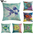 Axyaa Cartoon Sea Pattern Cushion Cover 45*45cm Living Room Sofa Decor Pillowcase