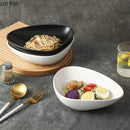 Axyaa Circular Triangle Ceramic Bowl Set for Molecular Cuisine, Salad, Dessert, and Soup
