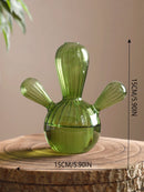 Axyaa Cactus Design Glass Vase: Exquisite Table Centerpiece for Home Decor & Gifts.