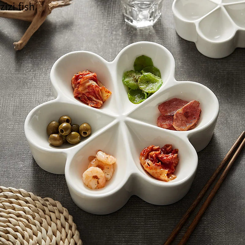 Axya Ceramic Dinner Plate: Multi Grid Snack Tray for Sashimi & Sushi