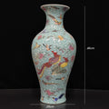 Axyaa Antique Ceramic Flower Vase with Birds and Phoenixes - Home Decor for Living Room