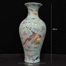 Axyaa Antique Ceramic Flower Vase with Birds and Phoenixes - Home Decor for Living Room
