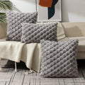 Geometric Gray Plush Pillow Covers for Couch Bed Sofa by Axyaa