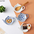 Axyaa Ceramic Pot Seasoning Dish Set - Creative Tableware for Tea, Dim Sum, Snacks