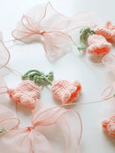 Axyaa Pink Crochet Flower Garland with Bows - Boho Nursery and Party Decoration