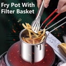 Axyaa Stainless Steel Fryer Pot with Basket for Gas Stove and Induction Cooker