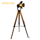 Axyaa Tripod Wooden Floor Lamp with Adjustable Height and Lampshade