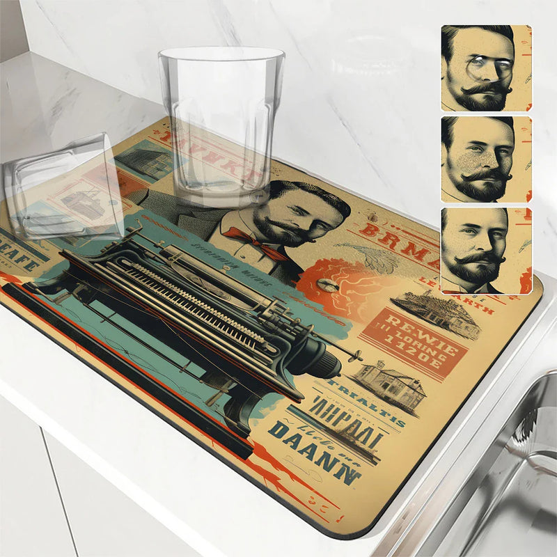 Axyaa Square Coffee Table Drain Pad - Absorbent & Anti-Slip Kitchen Mat