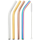 Axyaa Stainless Steel Wide Bent Straw Set with Cleaning Brush