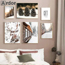 Nordic Winter Forest Wood Wall Art Print by Axyaa