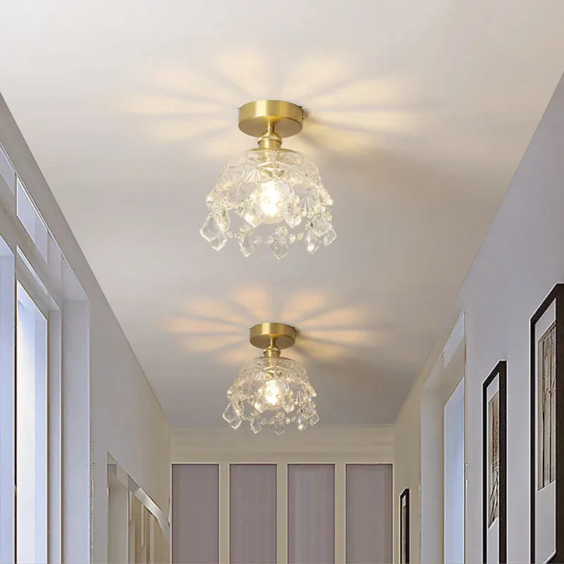 Axyaa Crystal LED Ceiling Lamp Modern Luxury Chandelier for Living Room & Hallway