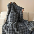 Axyaa Ultra Plush Bubble Fleece Throw Blanket for Home, Sofa, Travel - Reversible, All-Season