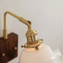 Axyaa Brass Flower LED Wall Lamp, Vintage Style, Wooden Base, E27 Bulb