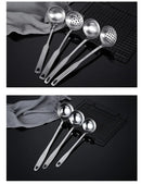 Axya Stainless Steel Colander Spoon Set: Strainer, Skimmer, Soup and Dessert Spoons