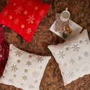 Axyaa Snowflake Sequined Embroidered Christmas Pillowcase in Red White