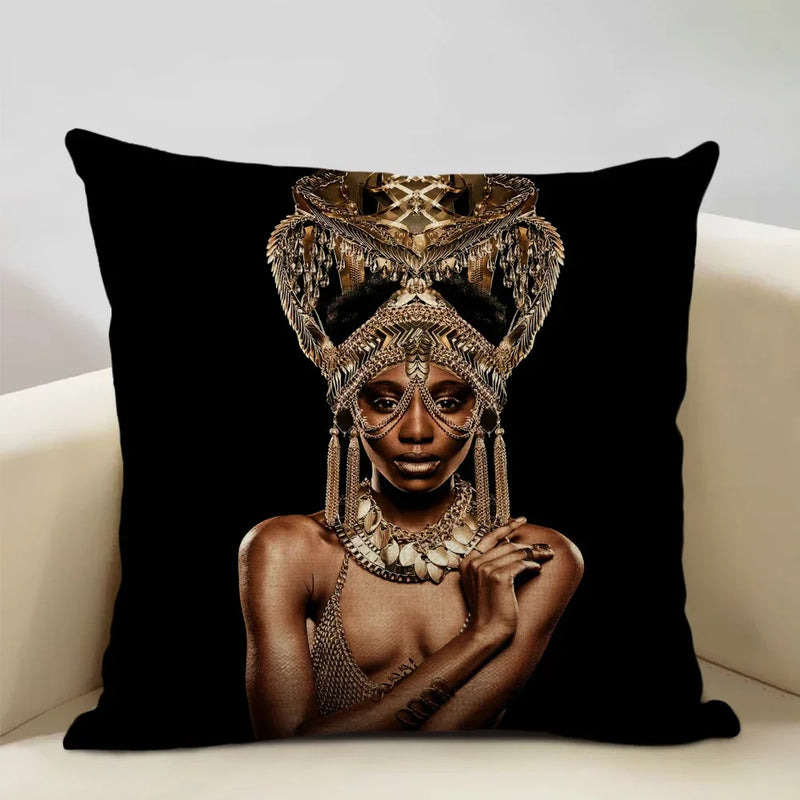 Axyaa African Lady Cushion Cover Pillow Case Sofa Decoration Linen Pillowcase