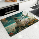 Axyaa Flower Plant Absorbent Drying Mat for Table Cup Drying Mats
