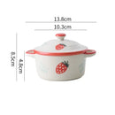 Axyaa Double Ear Ceramic Bowl with Lid for Kids and Food Storage