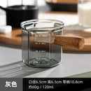 Axyaa 120ml Espresso Measuring Cup Double Bottom Hexagon Wood Handle Glass Mug