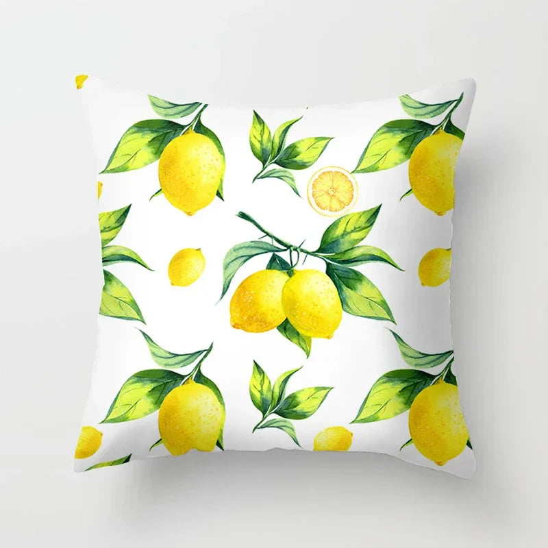 Lemon Pattern Summer Cushion Cover Throw Pillow for Sofa Decoration by Axyaa
