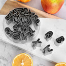 Axyaa Alphanumeric Cookie Mold Set: Stainless Steel Bakeware for DIY Baking & Dessert Decorating