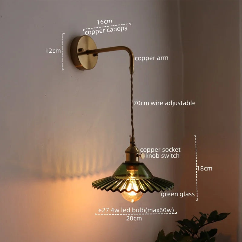 Axyaa Copper Glass LED Wall Sconce - Stylish Indoor Stair Light Fixtures