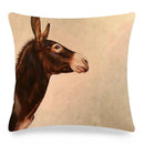 Axyaa Donkey Print Cushion Cover 45x45cm Cute Animals Linen Pillowcase for Home Decor