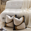 Axyaa Abstract Block Embroidery Cushion Cover in Black Brown Beige Schema 45x45cm
