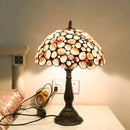 Axyaa Tiffany Shell Table Light Vintage Mediterranean Stain Glass Desk Lamp