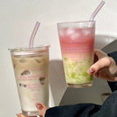 Axyaa 450ml Glass Tumbler with Straw and Lid - Transparent Bubble Tea Cup