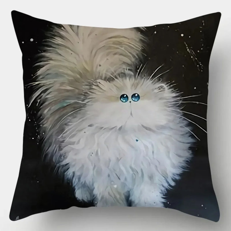 Watercolor Cat Pillowcase by Axyaa - 45cmX45cm Square Sofa Pillow - Loving Cat Design