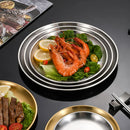 Axyaa Stainless Steel Golden Cafe Tray, Fruit Plate, Cake Plate, Shallow Plate