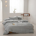 Axyaa Washed Cotton Grid Duvet Cover, Single Size 150*200cm Queen