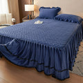 Axyaa European Winter Padded Milk Fleece Bed Skirt - Single Piece Coral Fleece Mattress Cover