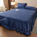 Axyaa European Winter Padded Milk Fleece Bed Skirt - Single Piece Coral Fleece Mattress Cover