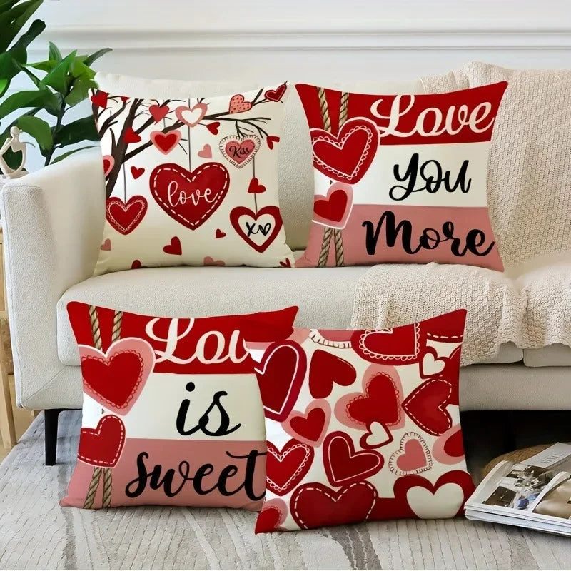 Axyaa Love Print Pillowcase - Romantic Sweet Home Decor & Gift