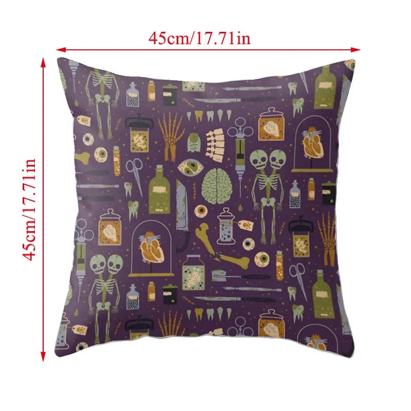 Axyaa Black Cat Party Halloween Anime Cushion Cover Ghost Skull Pumpkin Decor