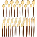 Axyaa Stainless Steel Wooden Handle Cutlery Set