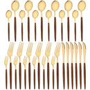 Axyaa Stainless Steel Wooden Handle Cutlery Set