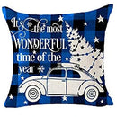 Axyaa Christmas Blessing Pine Tree Linen Throw Pillow Cover deco