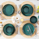 Axyaa 18Pc Green Reactive Glaze Stoneware Dinnerware Set