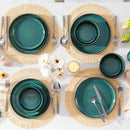 Axyaa 18/36 Piece Green Reactive Glaze Stoneware Dinnerware Set