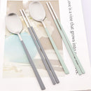 Axyaa Pink Silver Western Stainless Steel Cutlery Set with Spoon, Chopsticks, Flatware