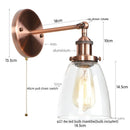 Axyaa Single Arm LED Wall Lamp Glass Iron Vintage Retro Stair Light Fixture