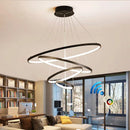 Axyaa Aluminum Black Chandelier Modern LED Pendant Light for Dining & Living Room