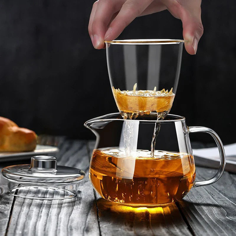 Axya Glass Teapot with Strainer - Tea Infuser Kung Fu Set